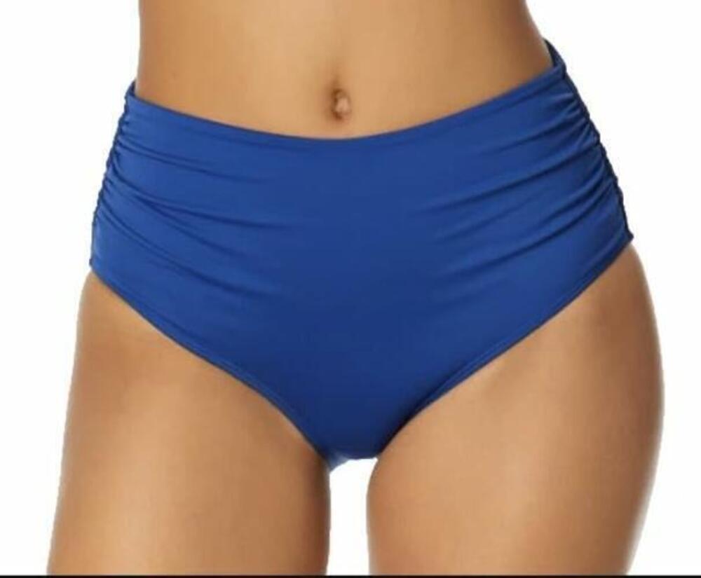 Anne Cole Convertible High Waist Shirred Swim Bottoms Slate Blue XL NEW